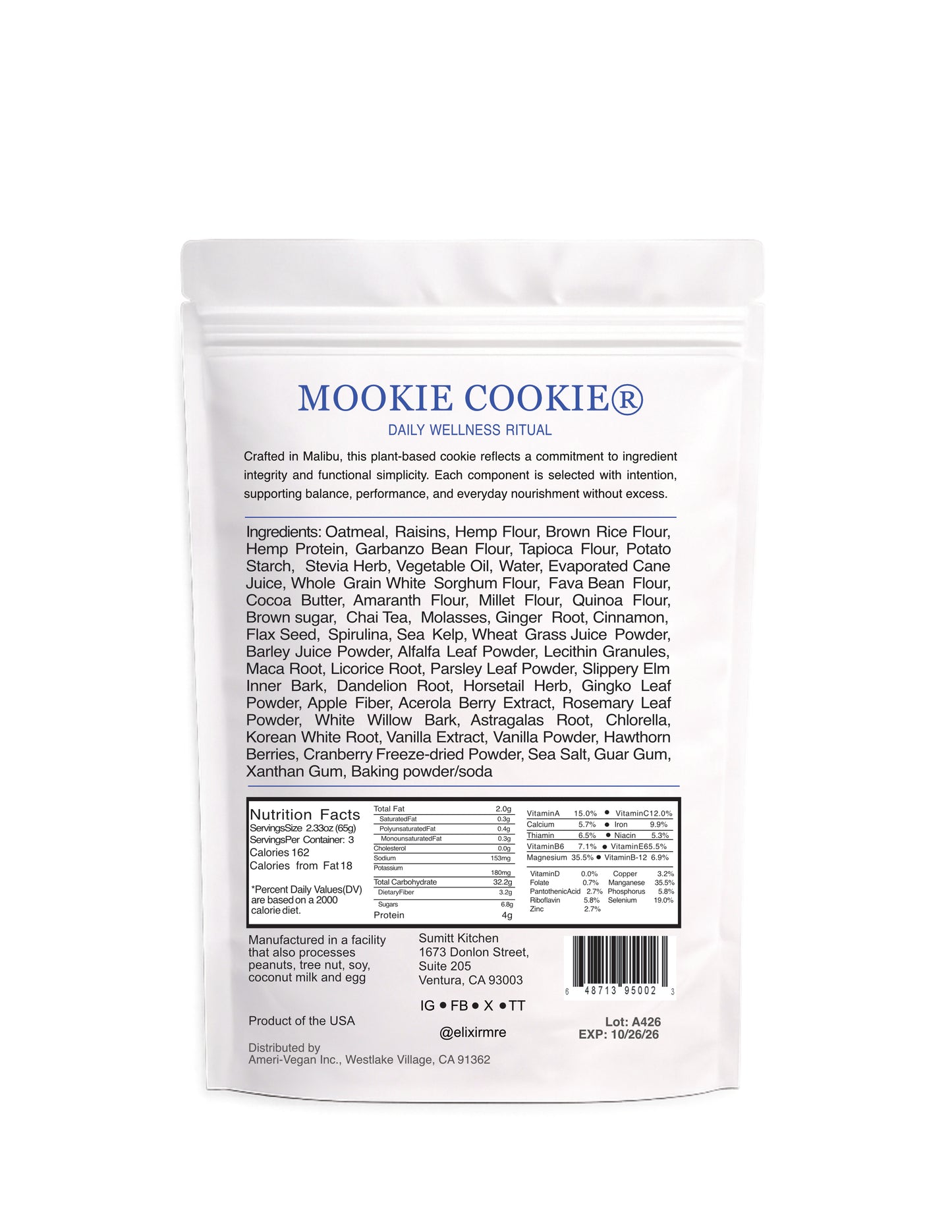 Meal Cookie - Oatmeal Chai Raisin