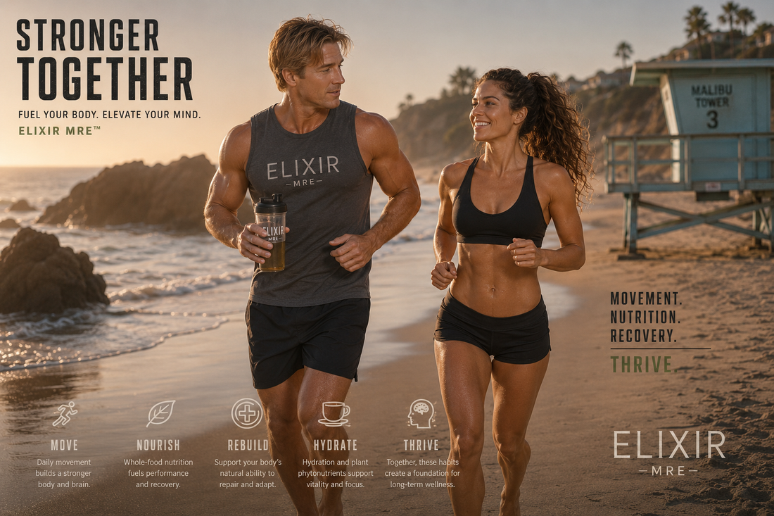 Illustration showing exercise increasing Tom & Laurie GIanelli Founder of Elixir MRE. BDNF production and supporting neuroplasticity, memory, focus, and long-term brain health..png